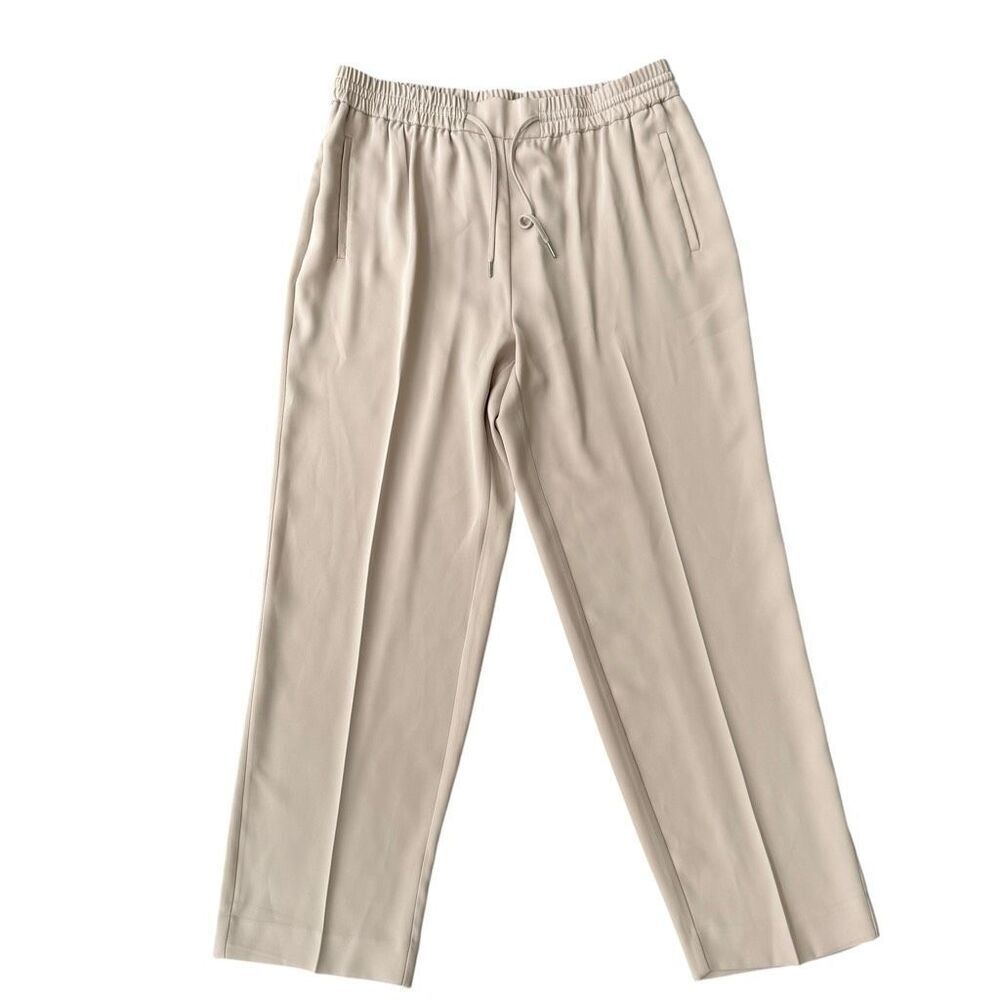 Nordstrom tan cobblestone elastic drawstring flowy high waist pants size XL NWT